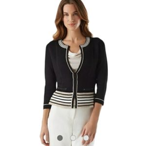 WHBM White House Black Market Milano Stripe Jacket Gold Metallic Military Style